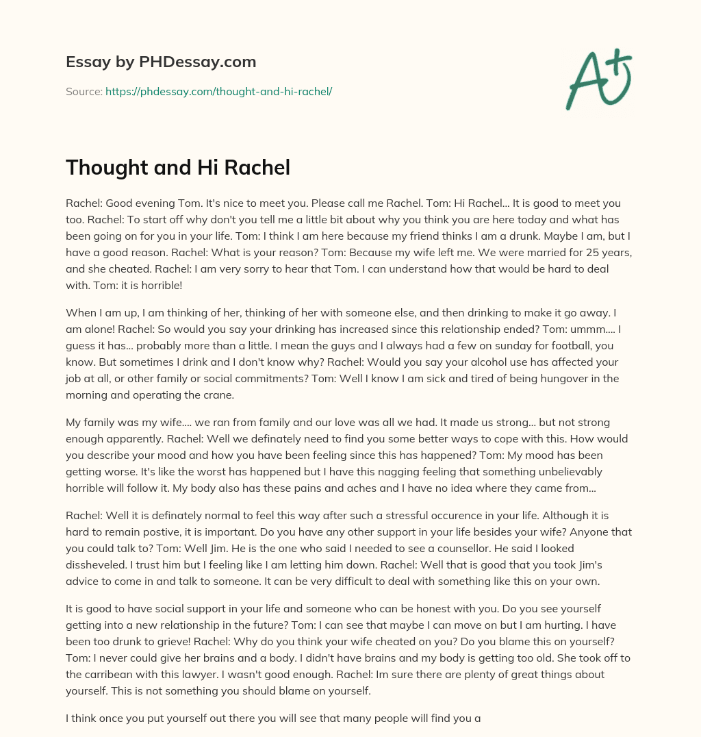 Thought and Hi Rachel essay