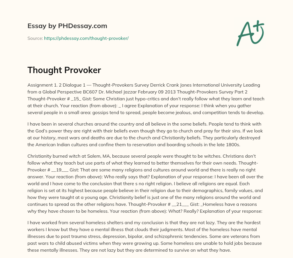 Thought Provoker essay