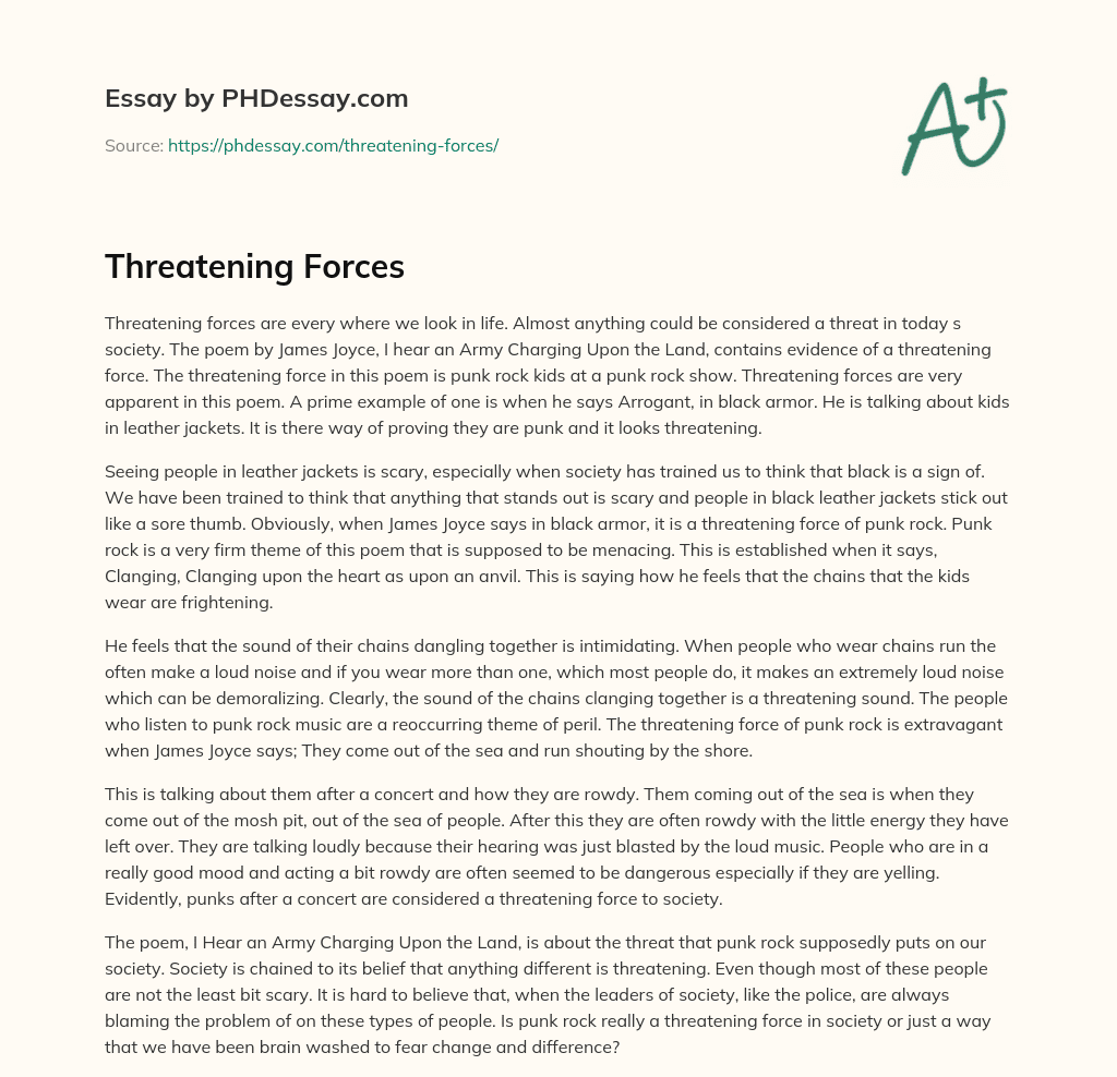 Threatening Forces essay