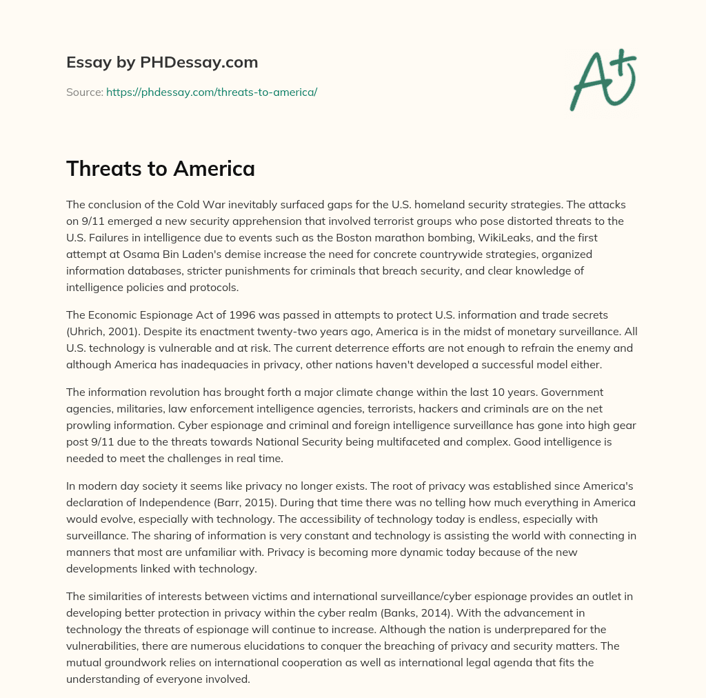 Threats to America essay