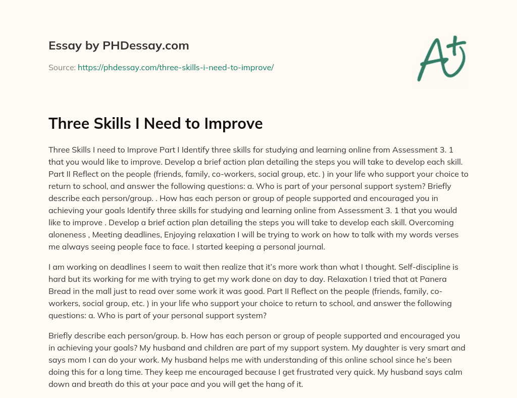 Three Skills I Need to Improve essay