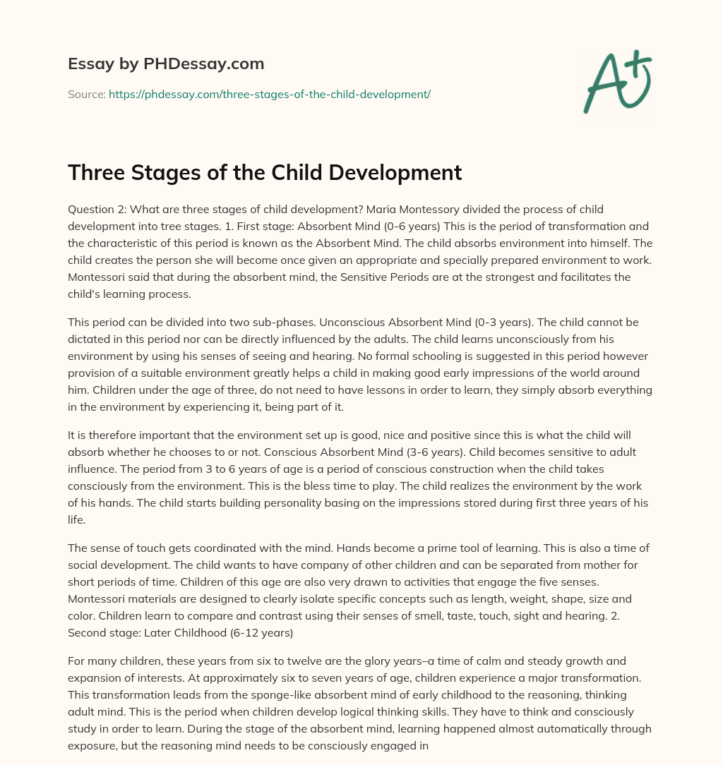 essay on child development stages