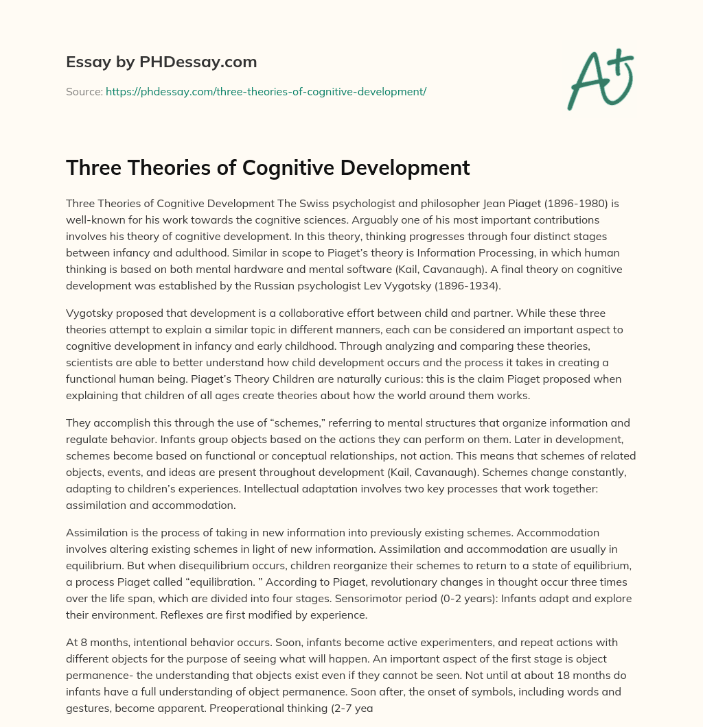 reflective essay about cognitive development