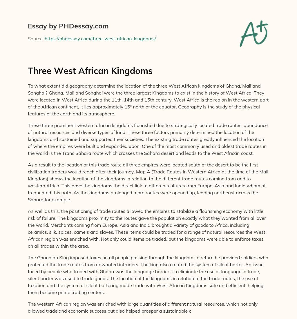 Three West African Kingdoms essay