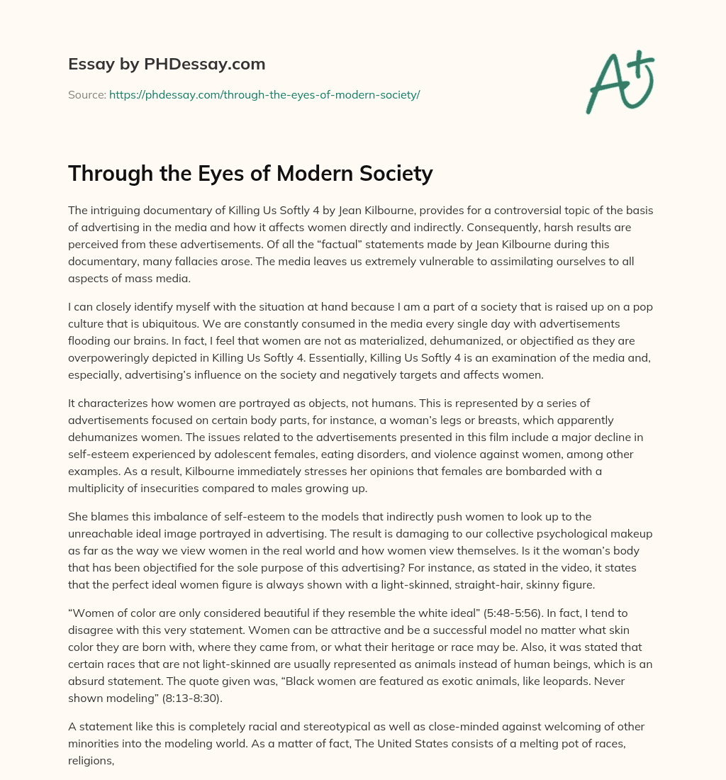 Through the Eyes of Modern Society essay