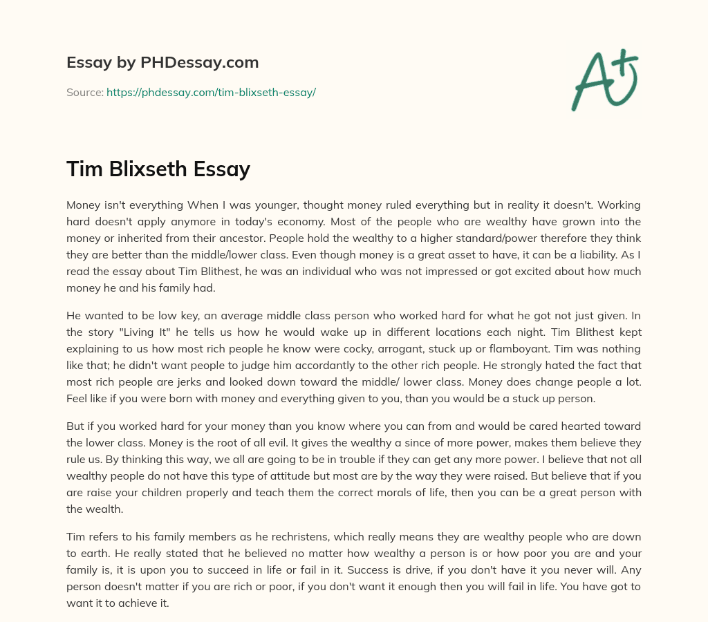 Tim Blixseth Essay essay