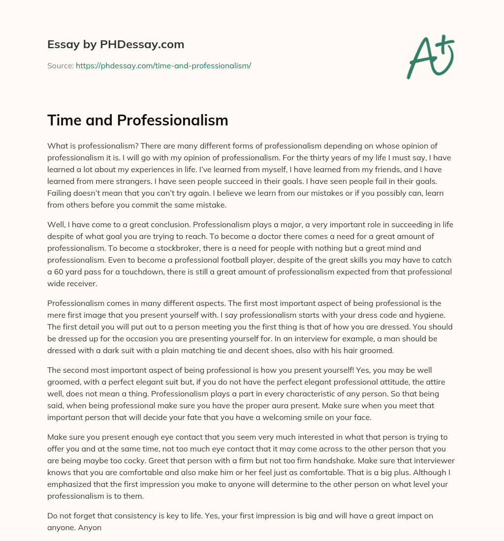 Time and Professionalism essay