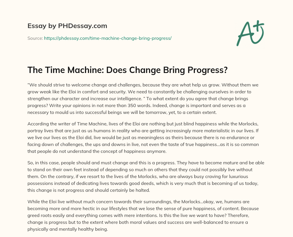 The Time Machine: Does Change Bring Progress? essay