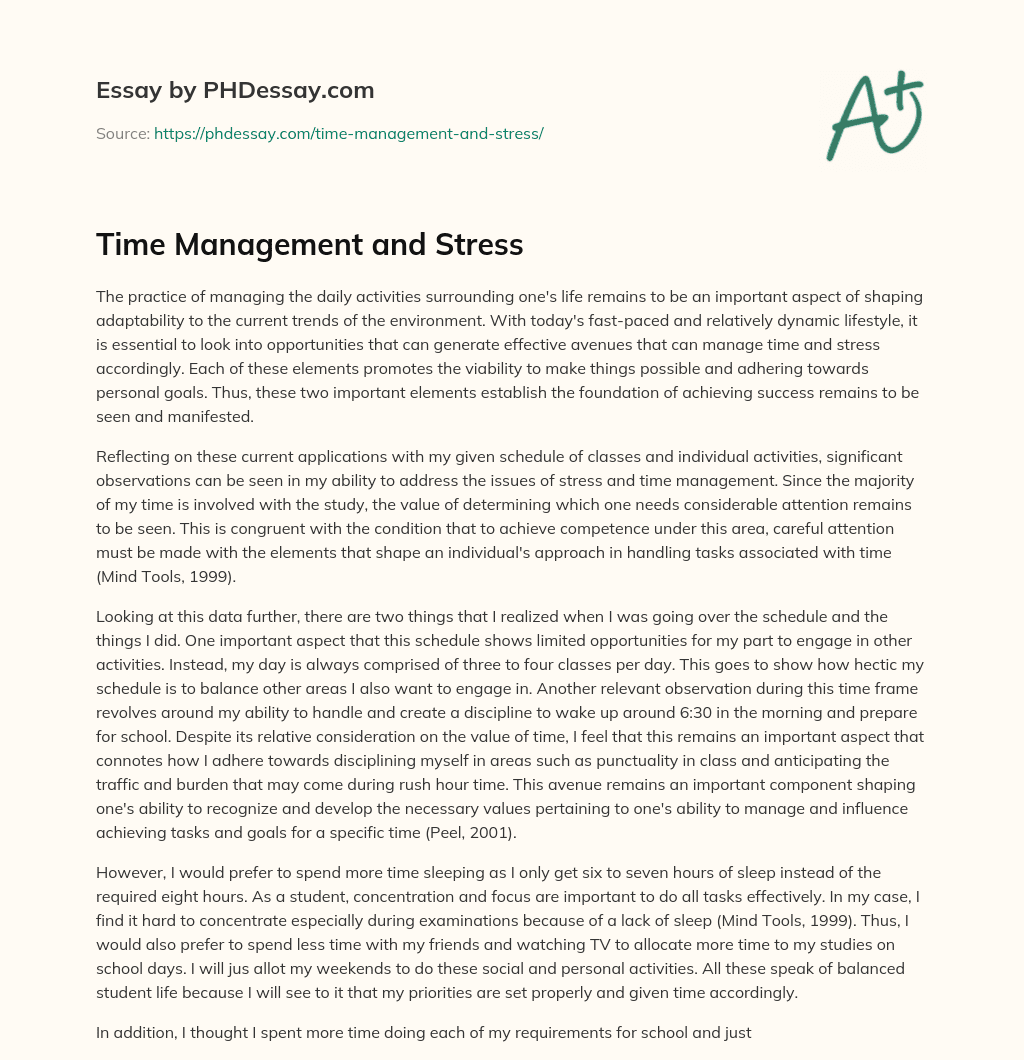 Time Management and Stress essay