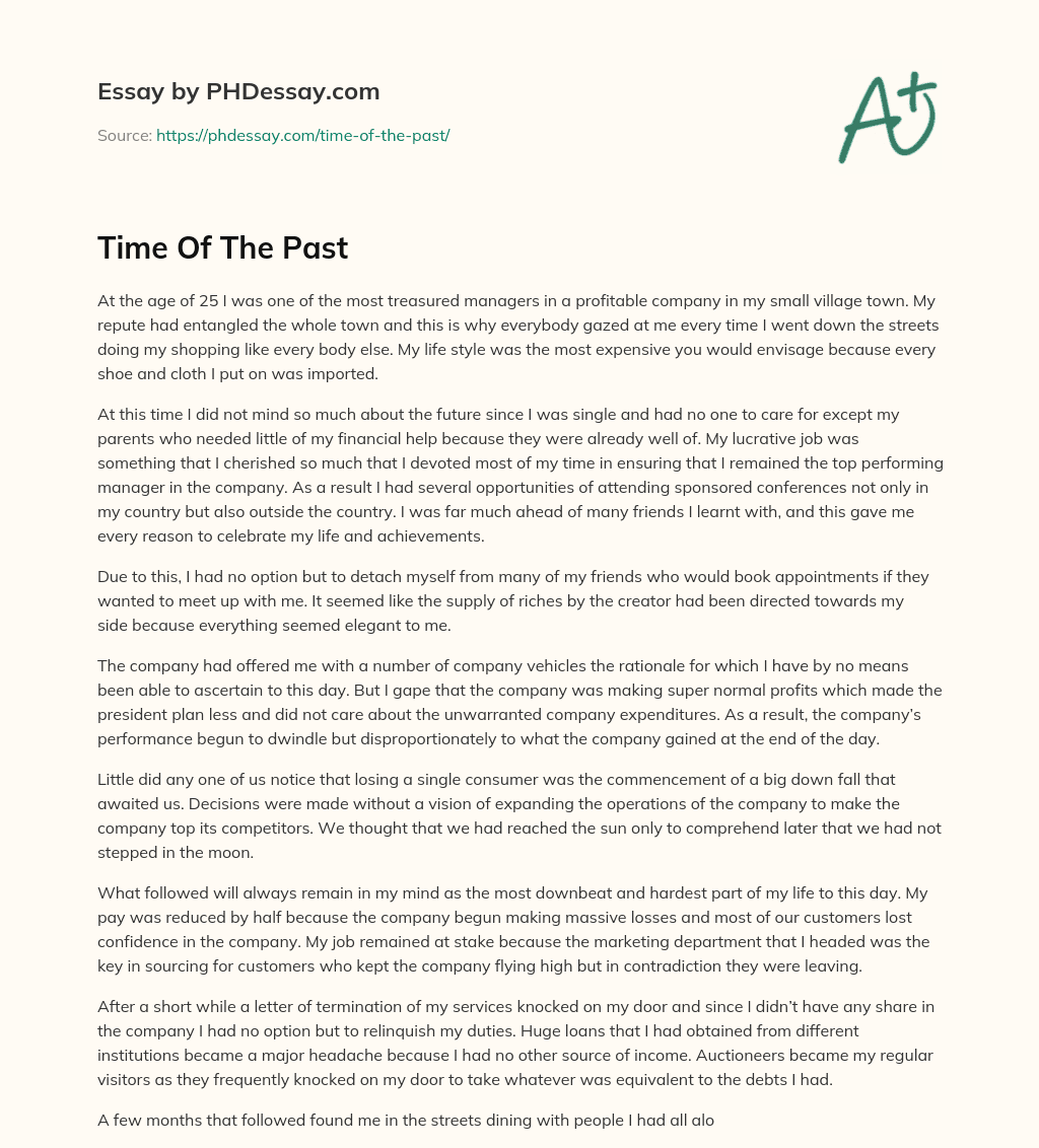 Time Of The Past essay