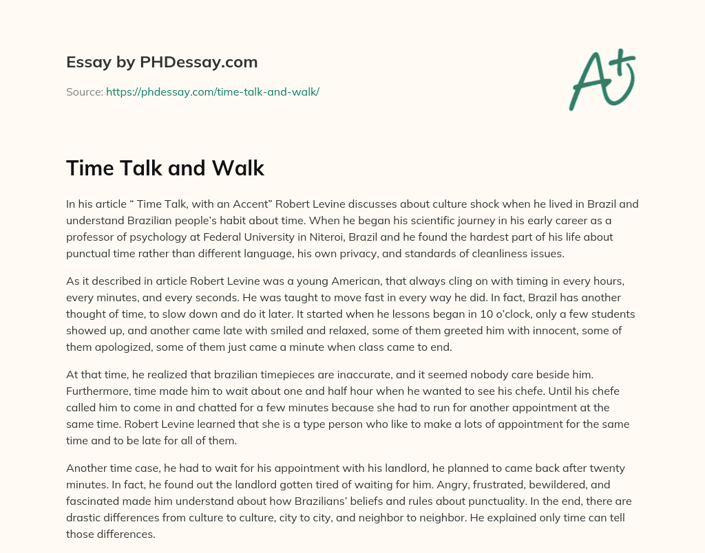 Time Talk and Walk essay