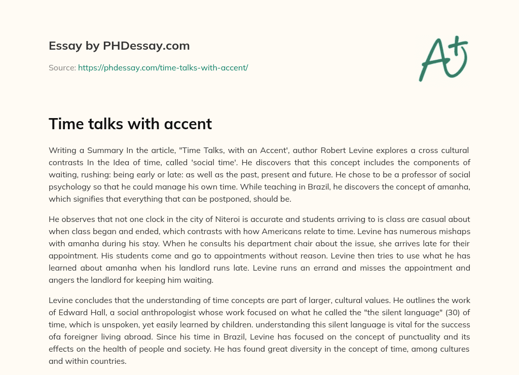 Time talks with accent essay