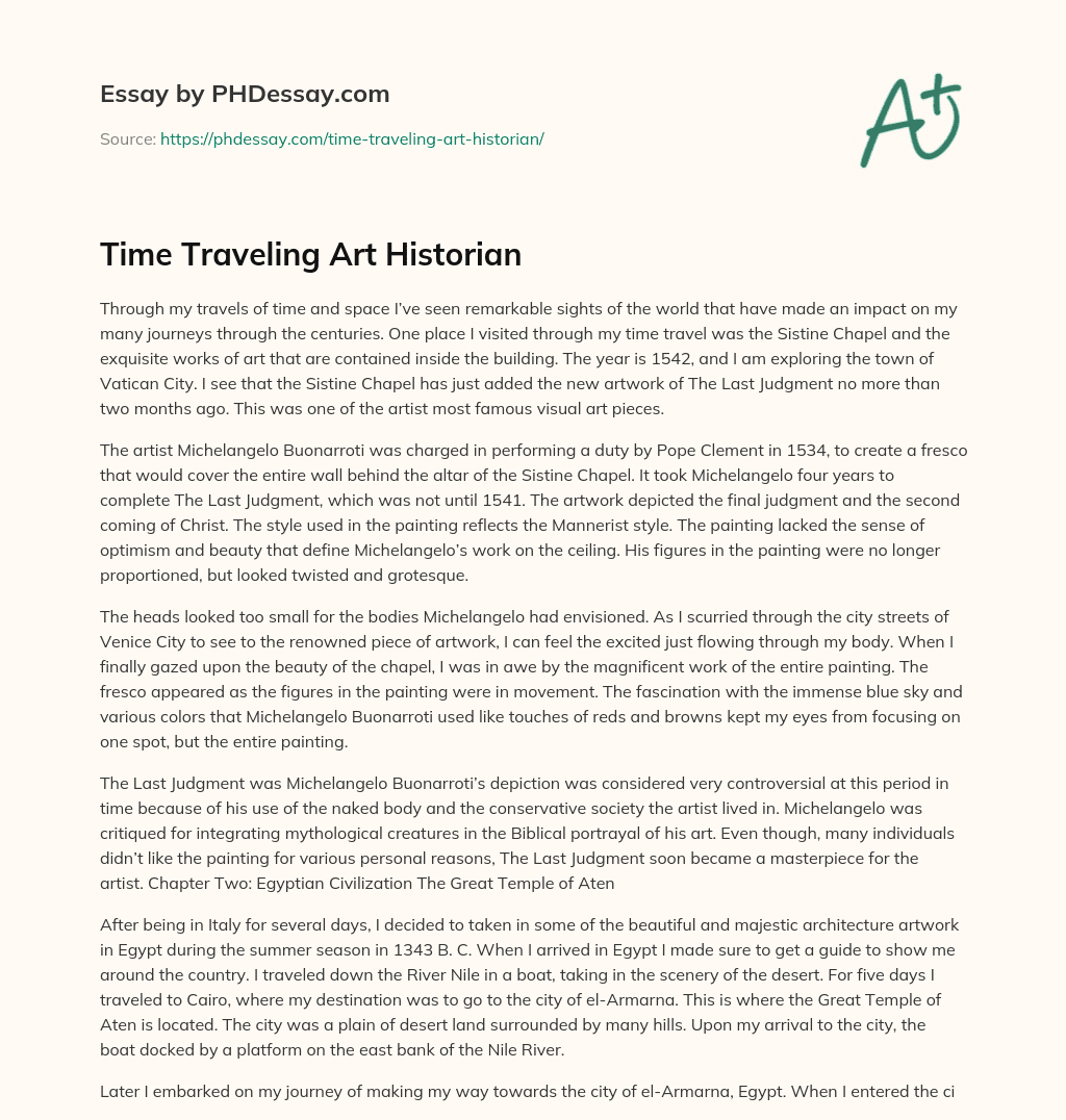 Time Traveling Art Historian essay