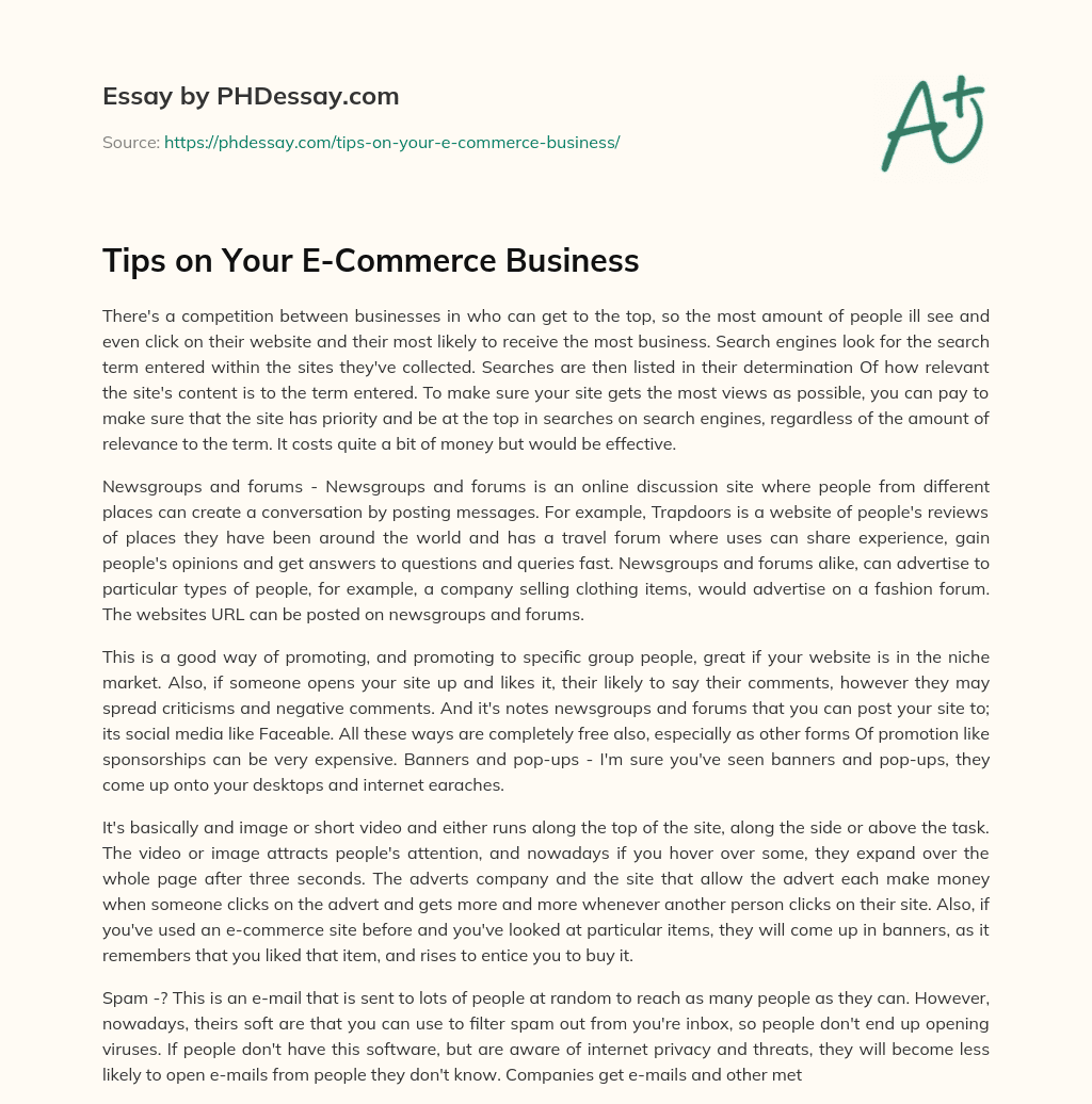 Tips on Your E-Commerce Business essay