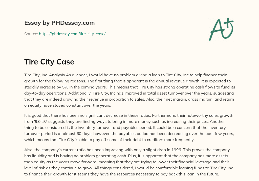 Tire City Case (300 Words)
