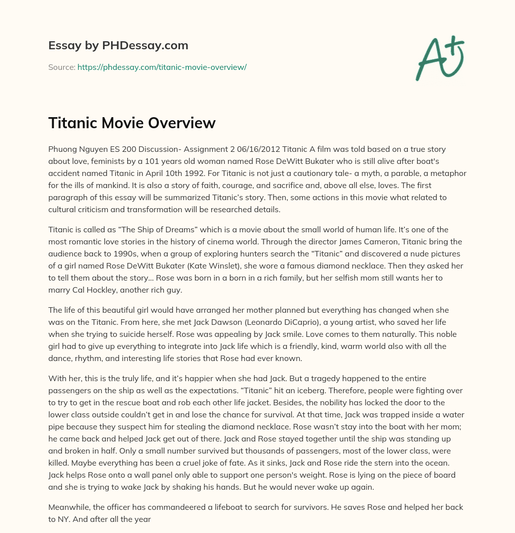 Titanic Movie Overview essay