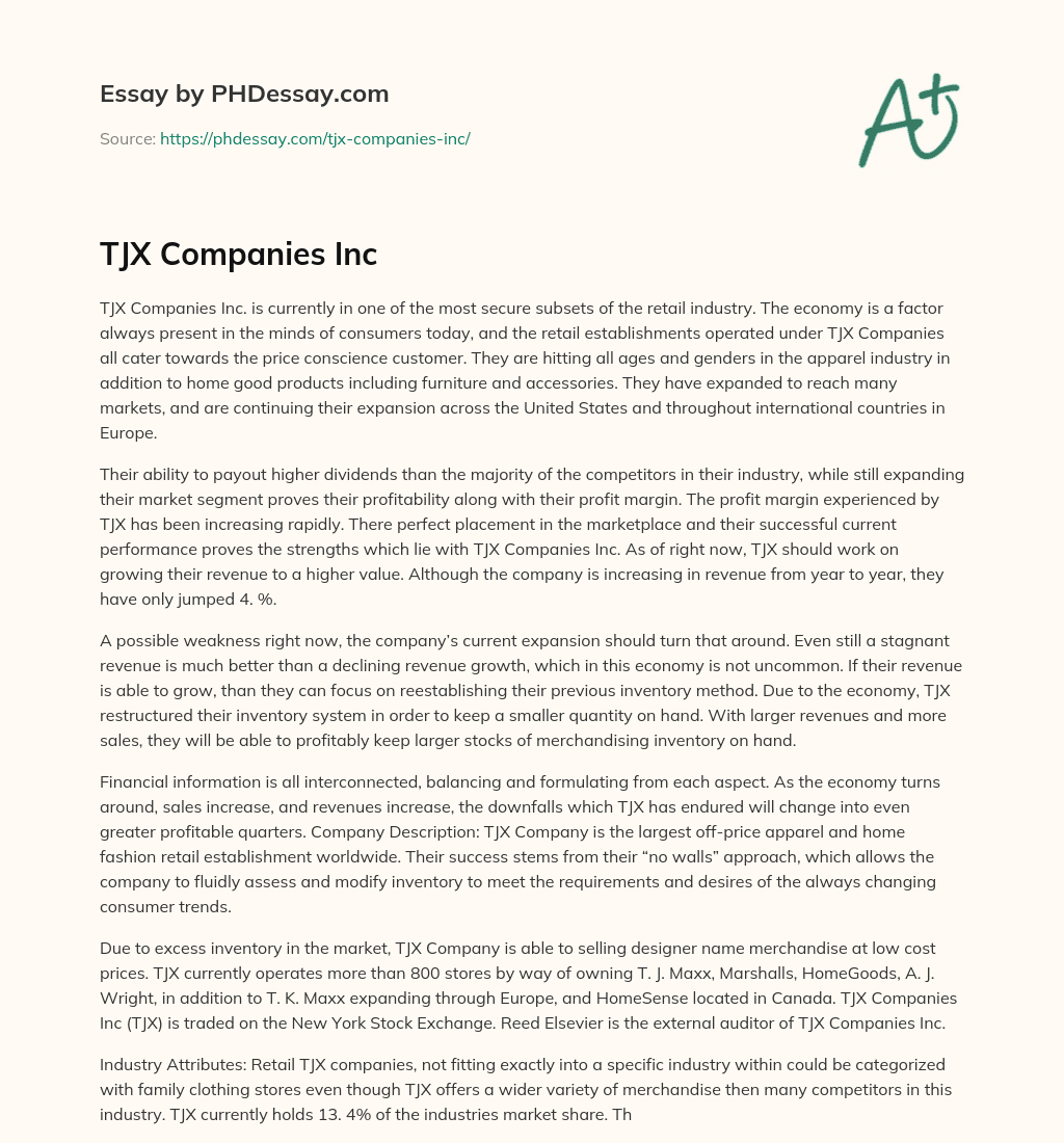 TJX Companies Inc essay