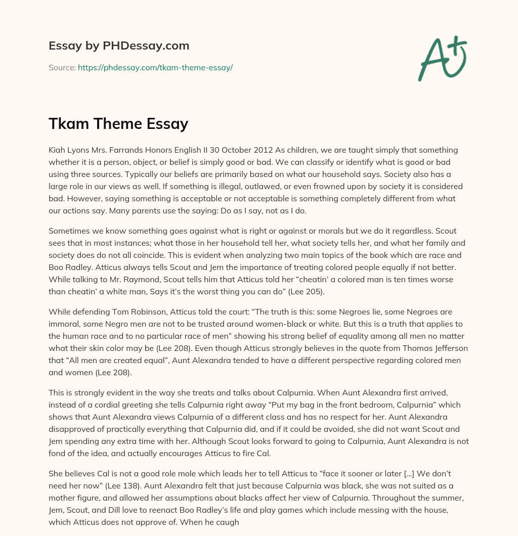 Tkam Theme Essay essay