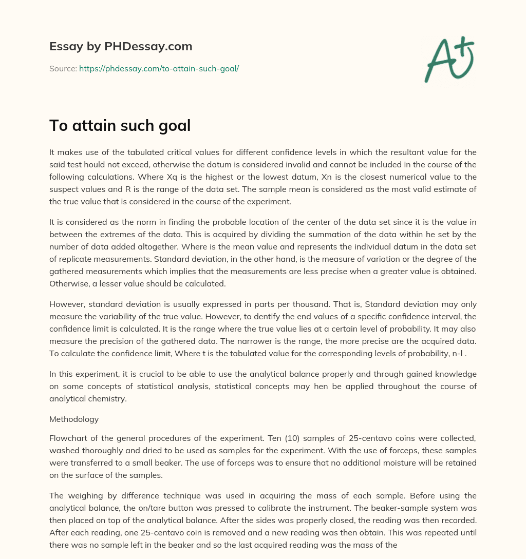 To attain such goal essay