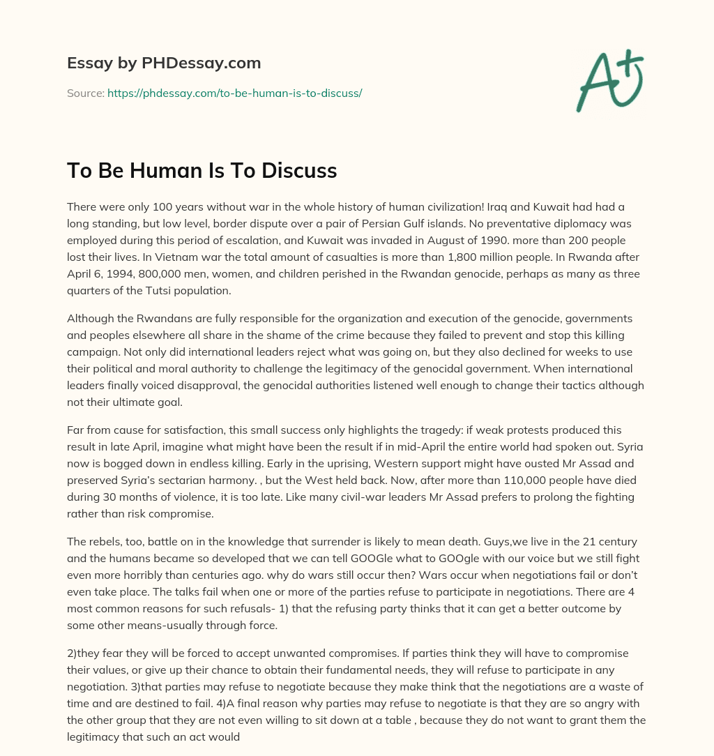 To Be Human Is To Discuss essay