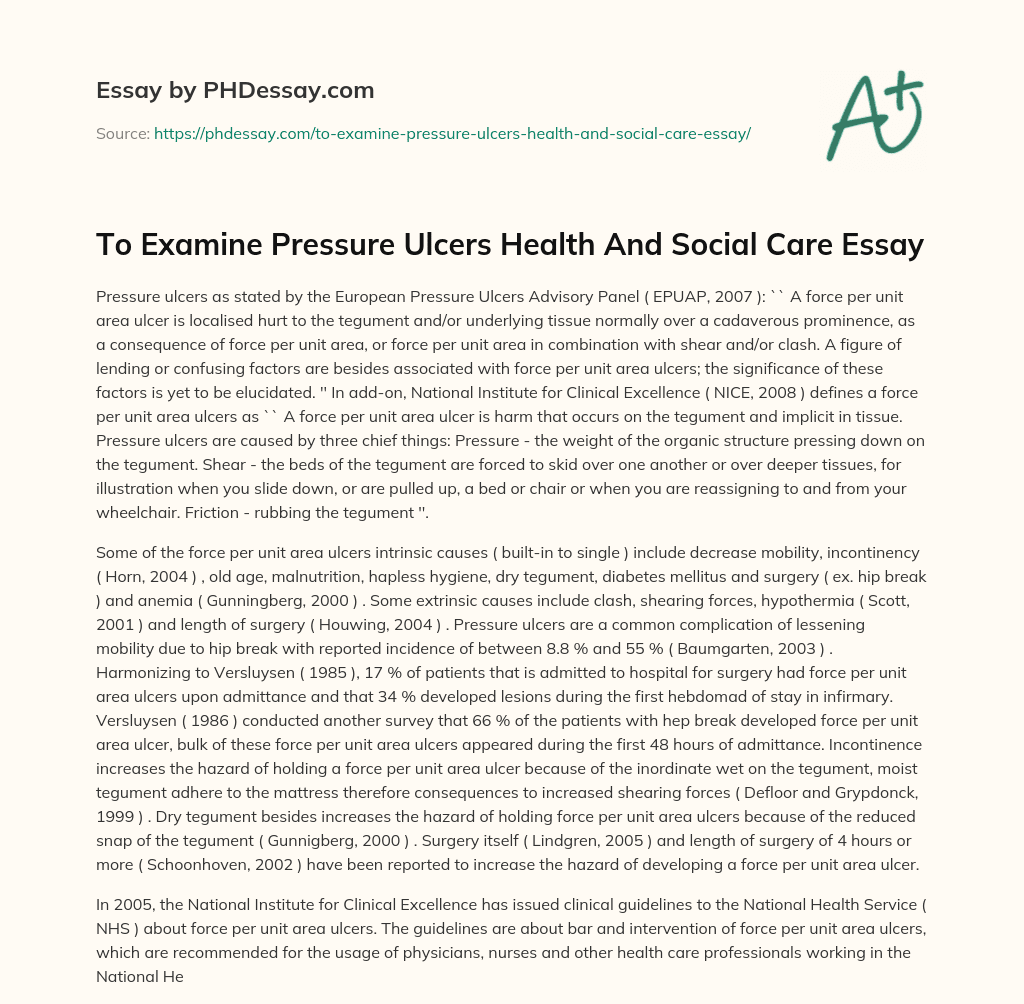 Understanding Pressure Ulcers: Causes and Definition essay