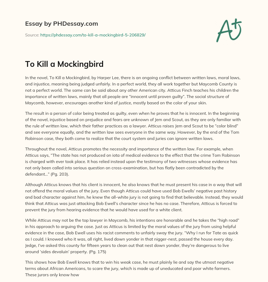 To Kill a Mockingbird essay