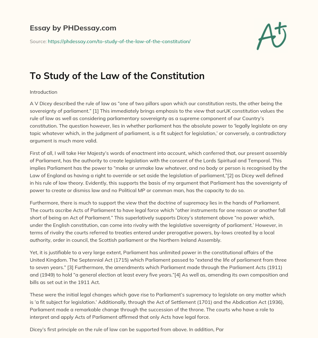 essay on problems of constitution