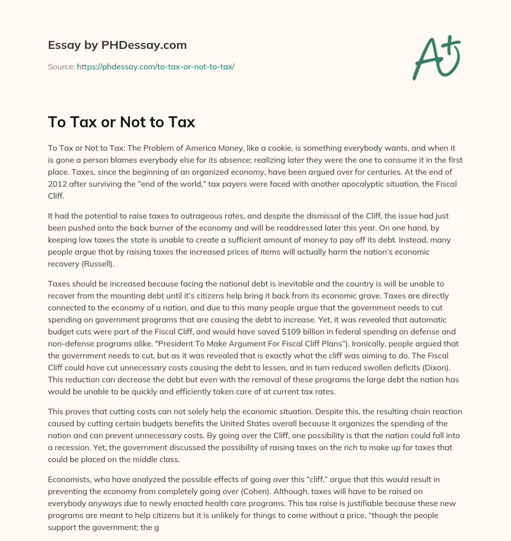 To Tax or Not to Tax essay