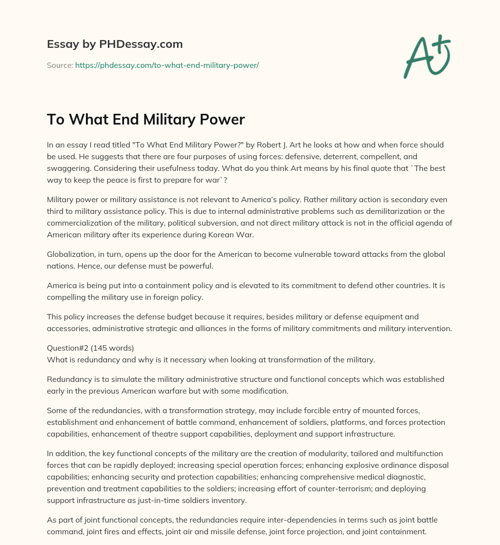 essay on military power