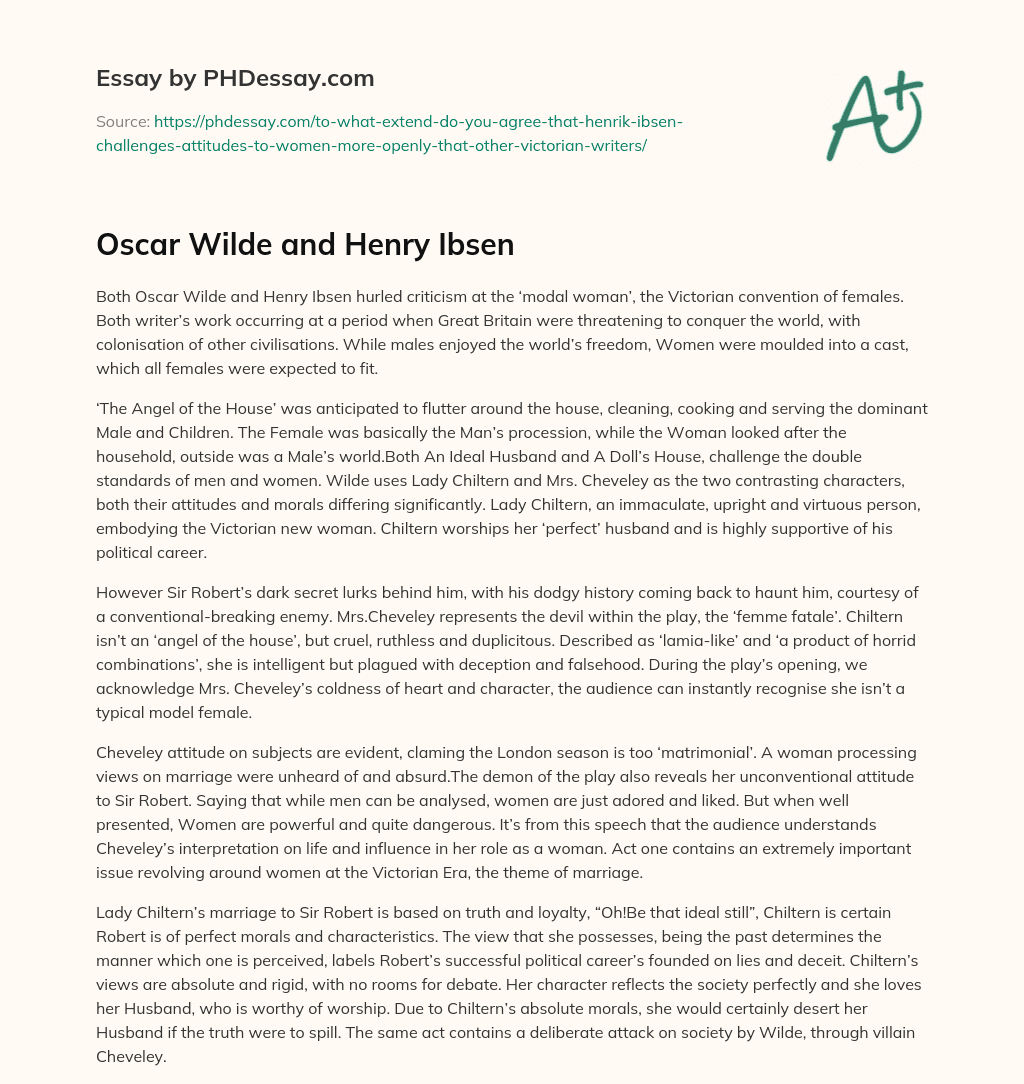 Oscar Wilde and Henry Ibsen essay