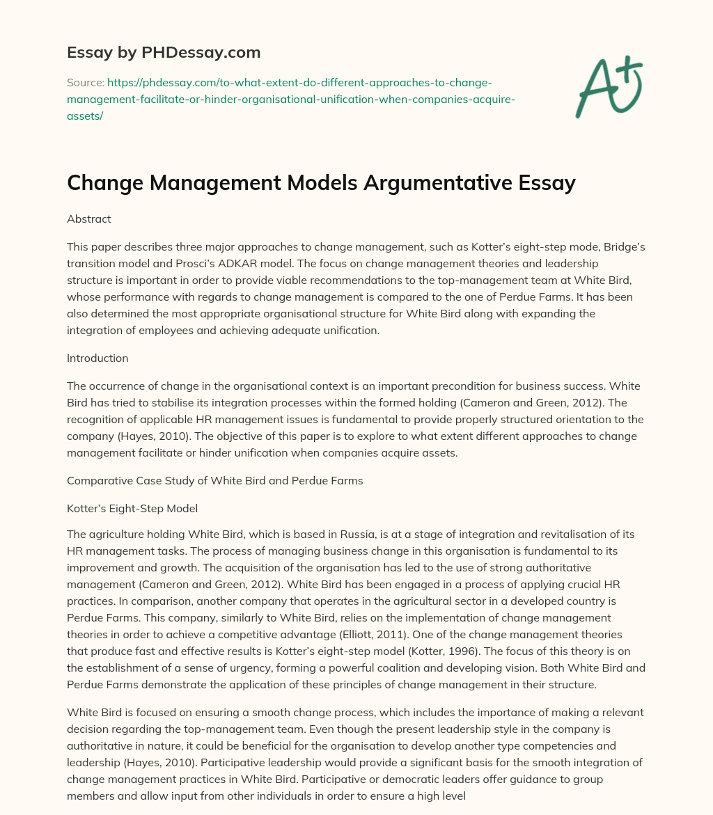 change management models uk essay