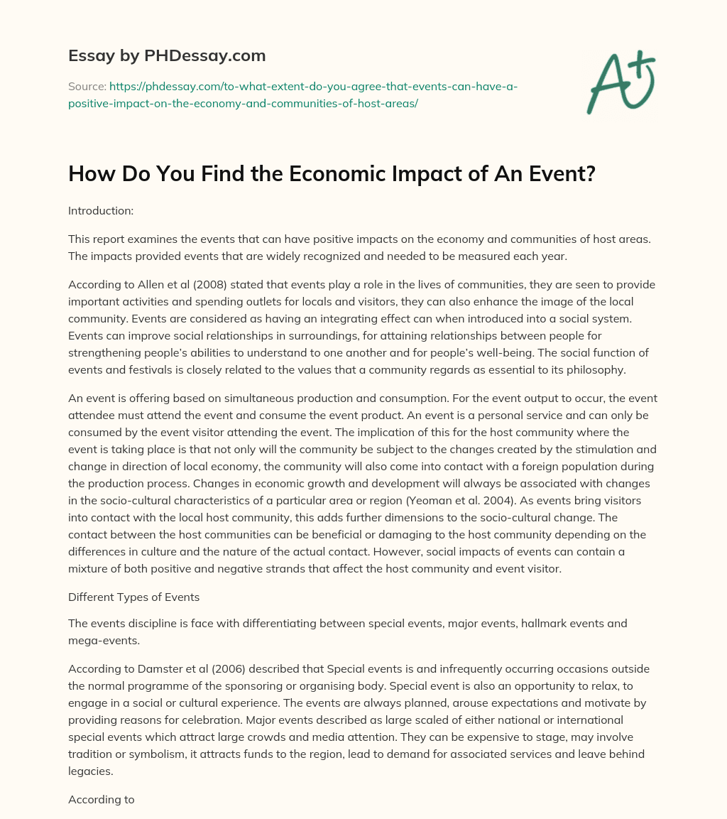 How Do You Find the Economic Impact of An Event? essay