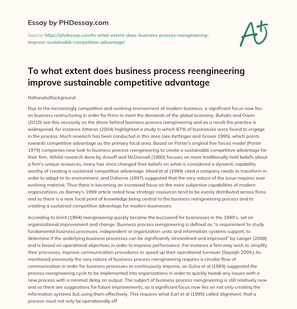 Business restructuring for competitive advantage in the global economy essay