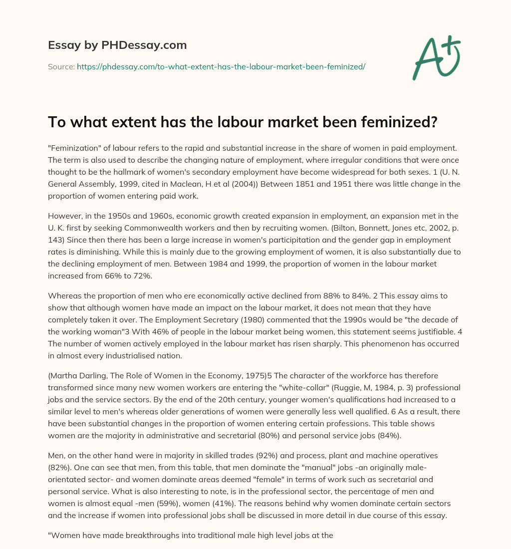 To what extent has the labour market been feminized? essay