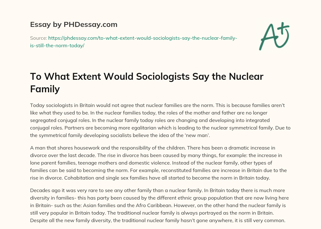 nuclear family essay 300 words
