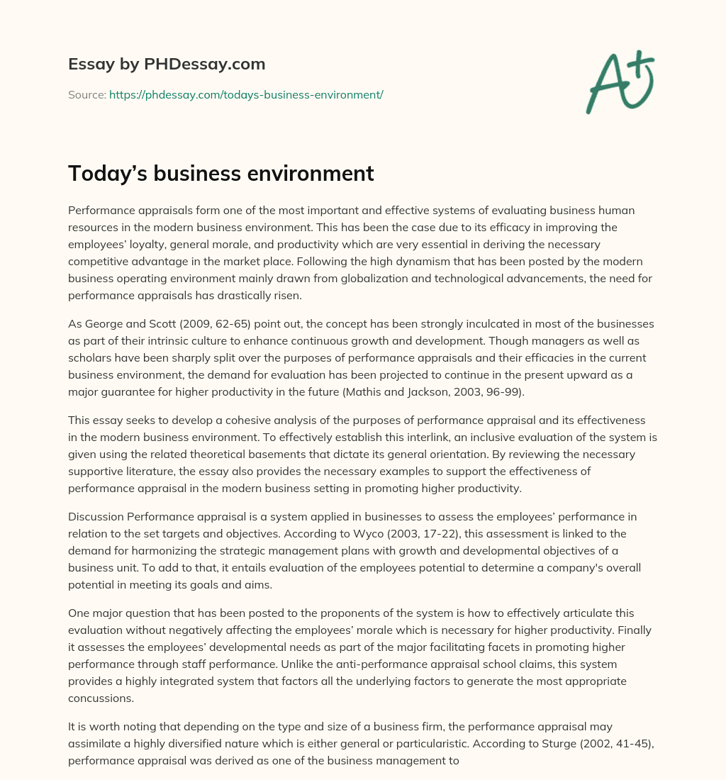 Today’s business environment essay