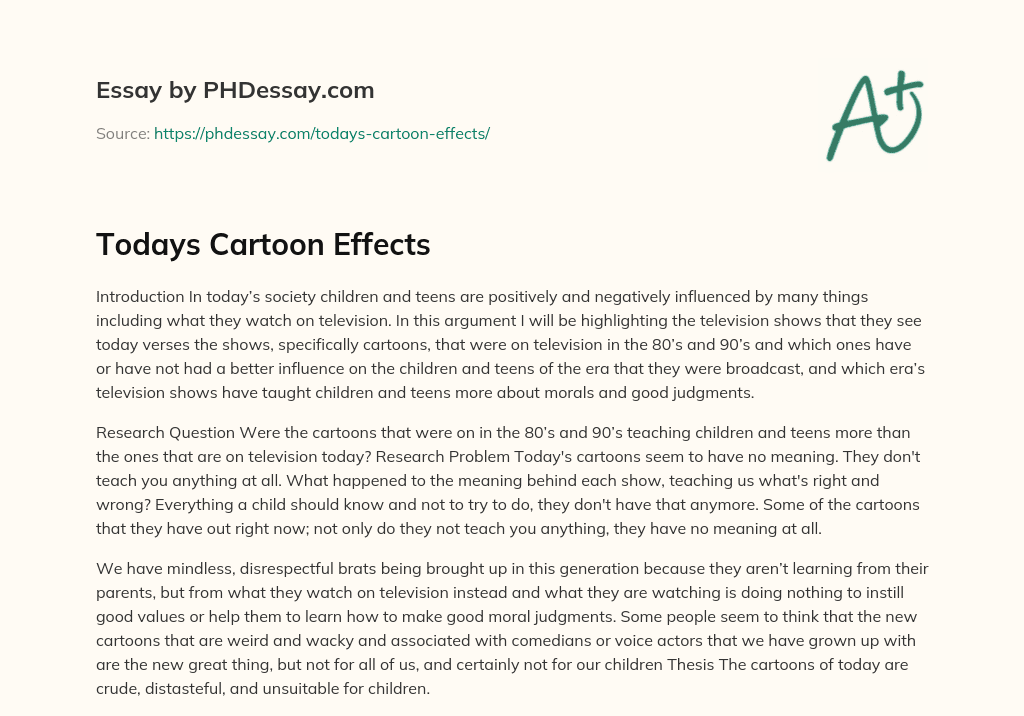 Todays Cartoon Effects essay