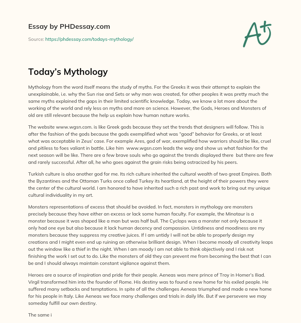 Today’s Mythology essay