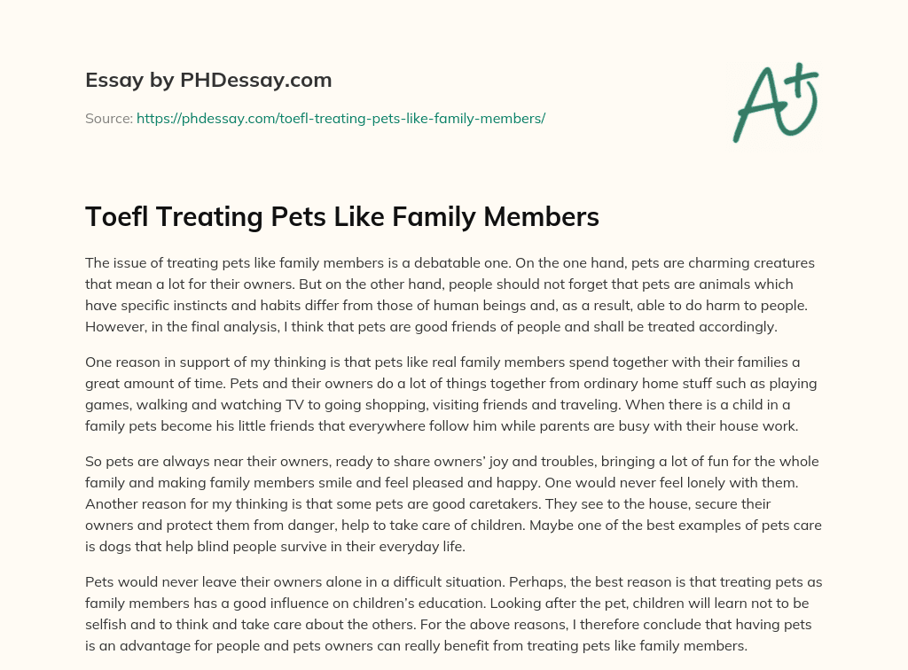 pets as family members essay