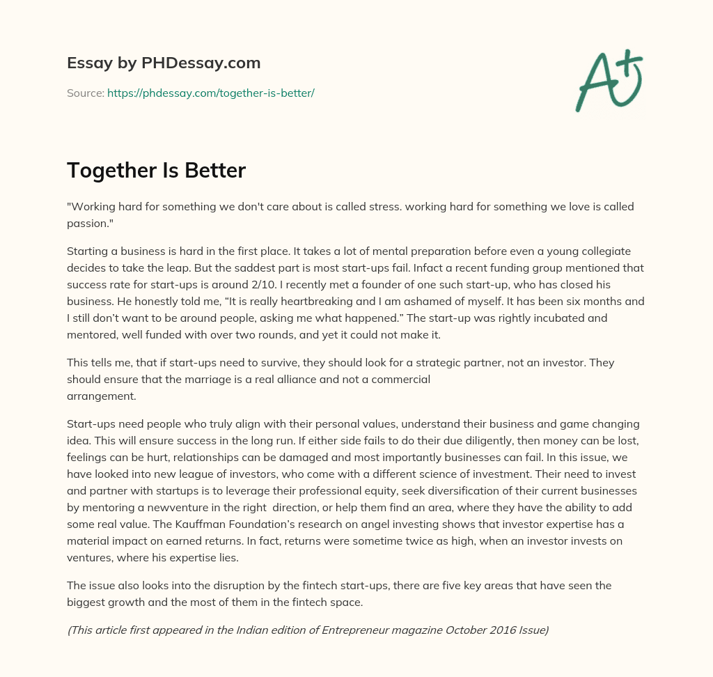 Together Is Better essay