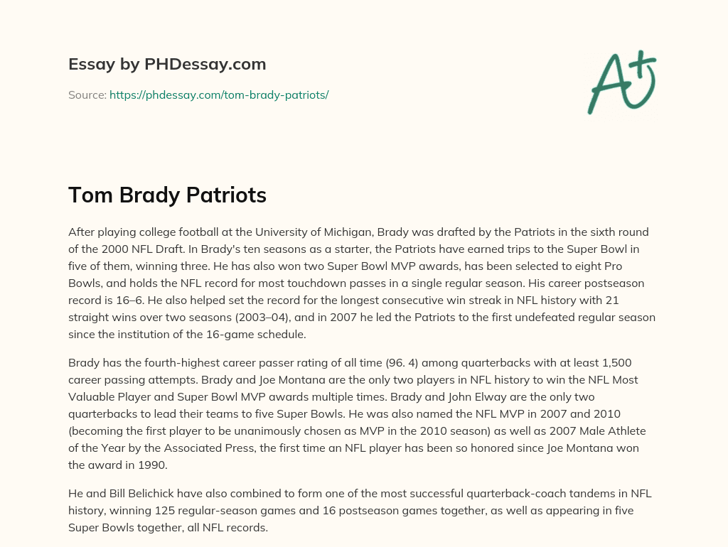 Tom Brady Patriots essay