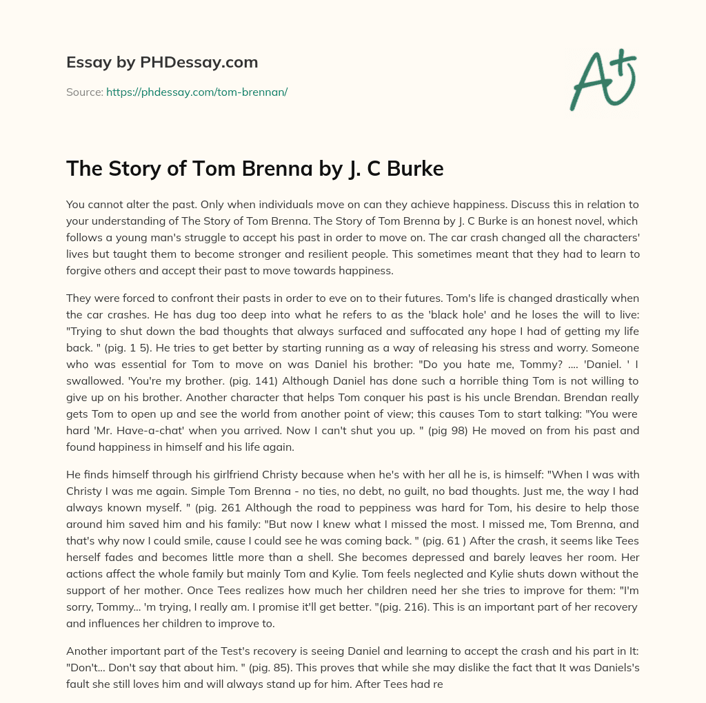 The Story of Tom Brenna by J. C Burke essay