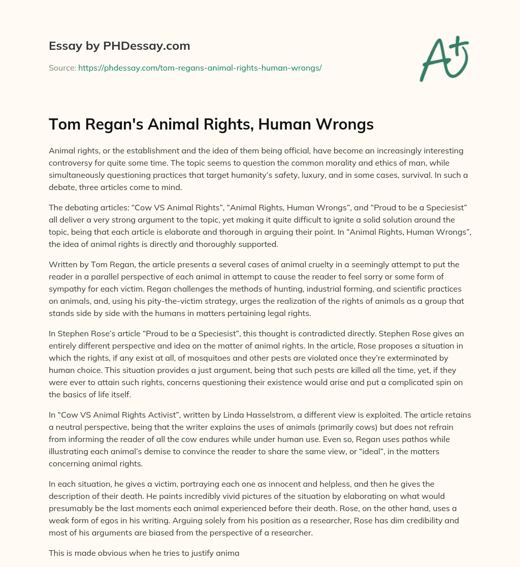 essay against animal rights