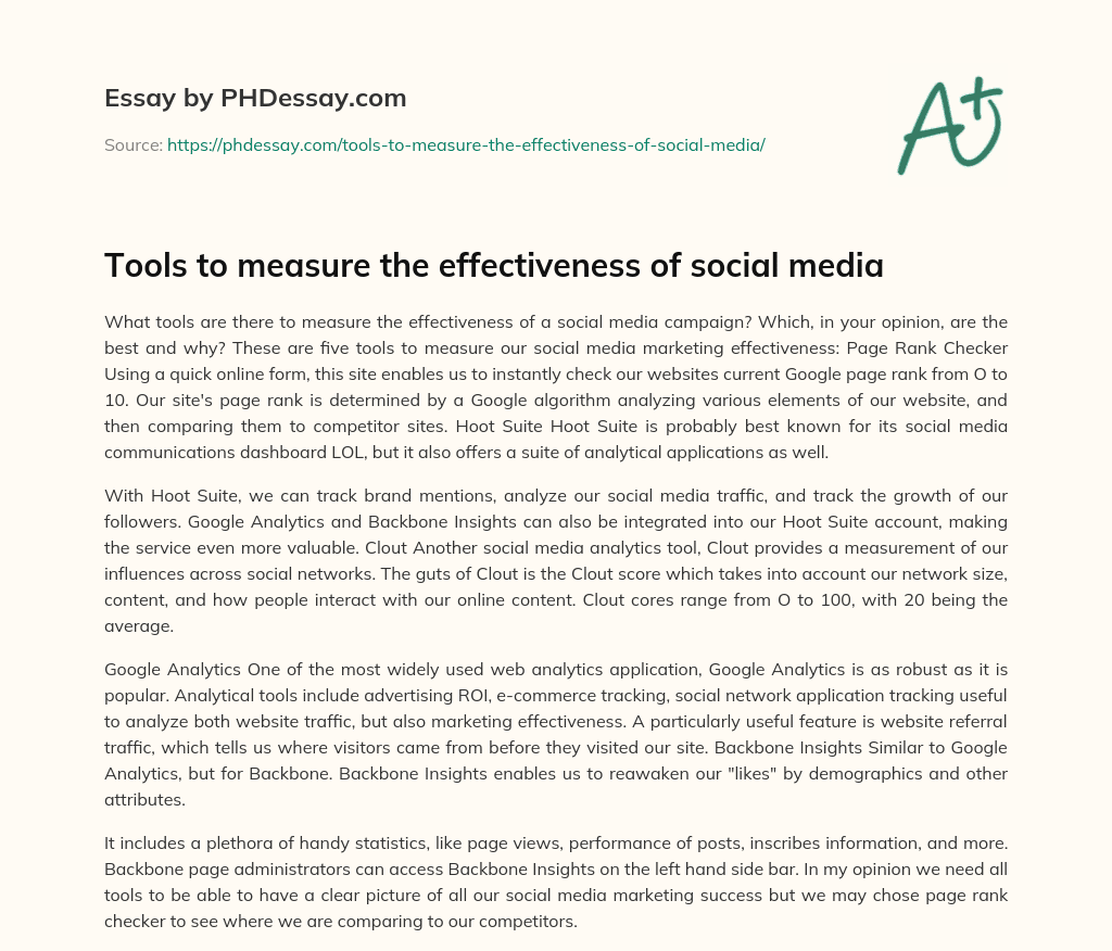 Tools to measure the effectiveness of social media essay