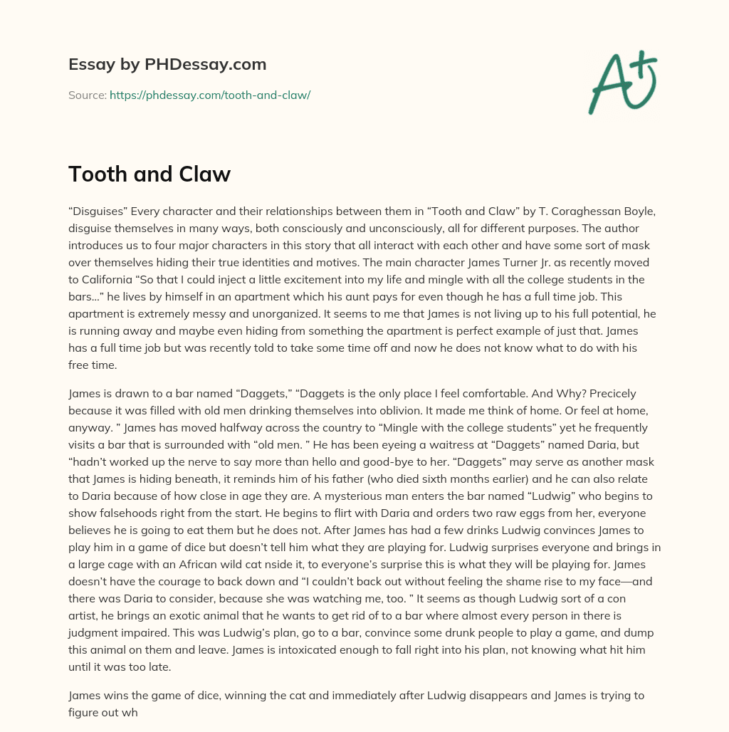 Tooth and Claw essay