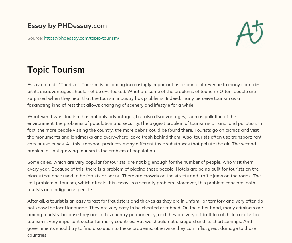 Topic Tourism essay