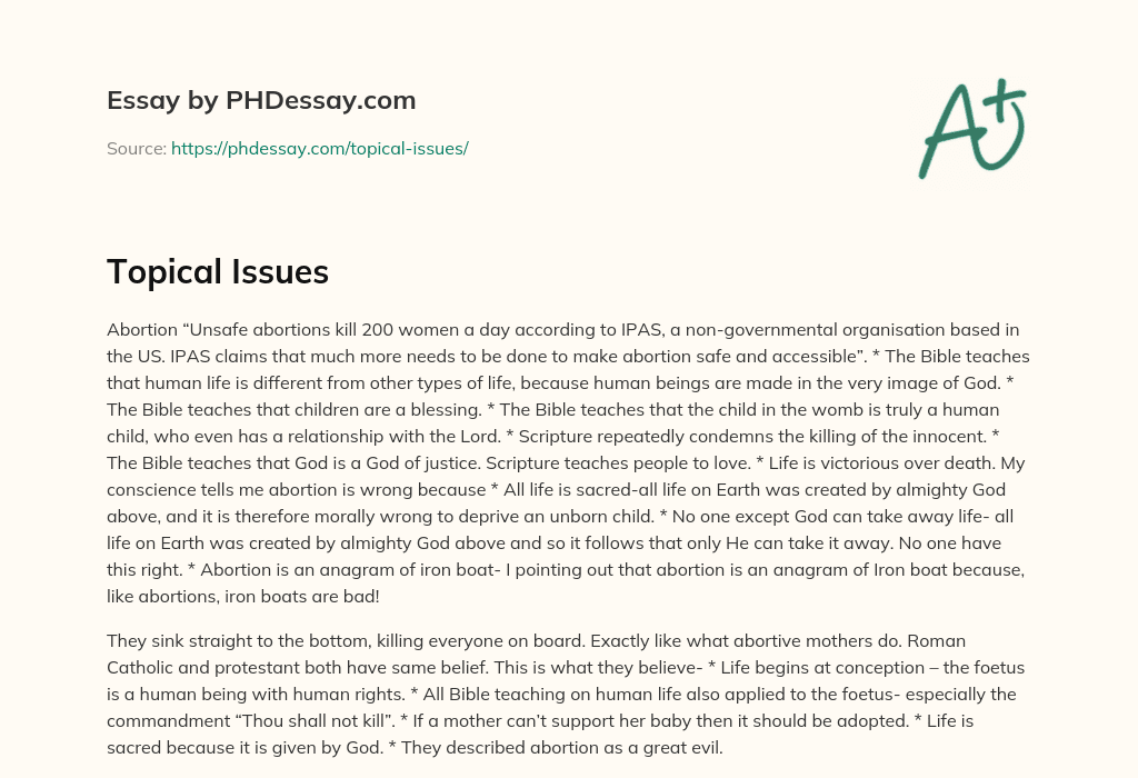 Topical Issues essay