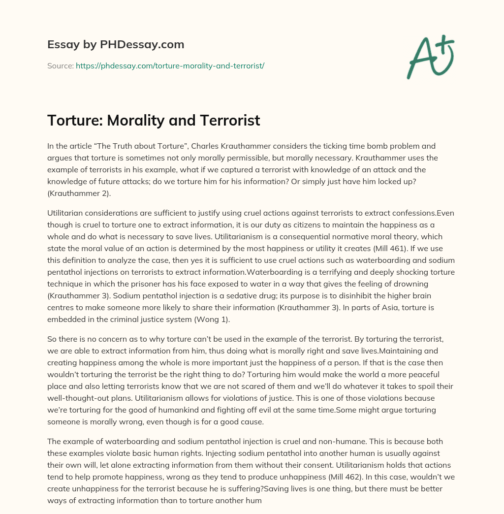 Torture: Morality and Terrorist essay