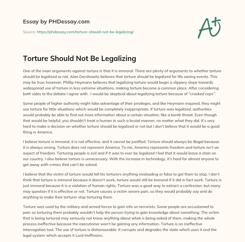 Torture Should Not Be Legalizing essay