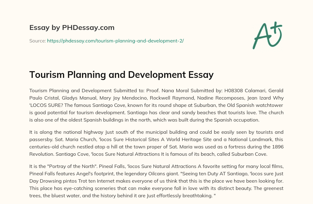 Tourism Planning and Development Essay essay